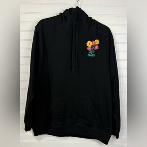 Neff men’s black skater floral sweatshirt. Size XL.
